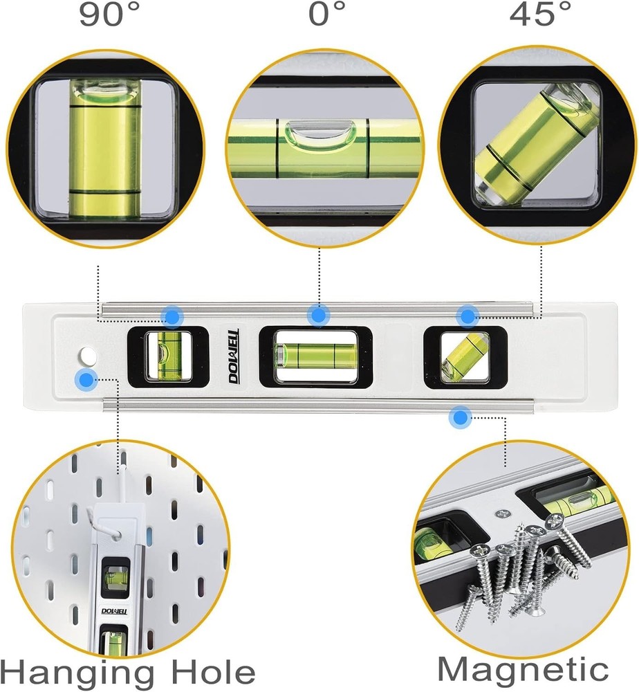 Precision Magnetic Torpedo Level - 9-Inch Mini Bubble Level with 3 Degrees
