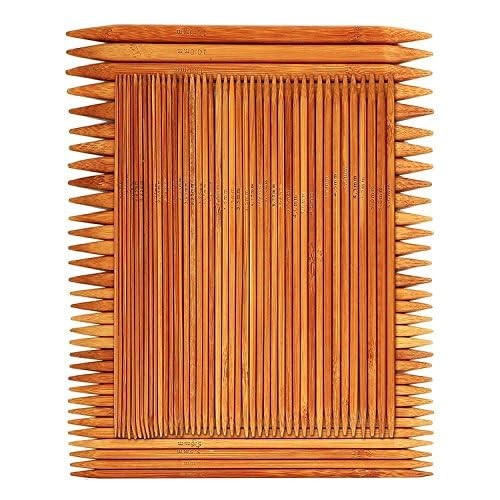 75 Pcs Double Pointed Knitting Needles Set, Carbonized Bamboo Knitting Needles,