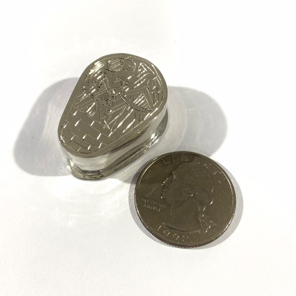 Vintage Solid Silver Egyptian Pill Box , Snuff Box, Hallmarked