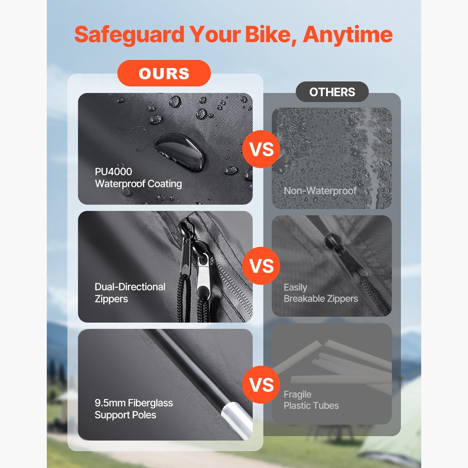 Outdoor Bike Storage Tent Fan-Shaped Dual-Door Bike Tent Shed for 4 to 5 Bikes