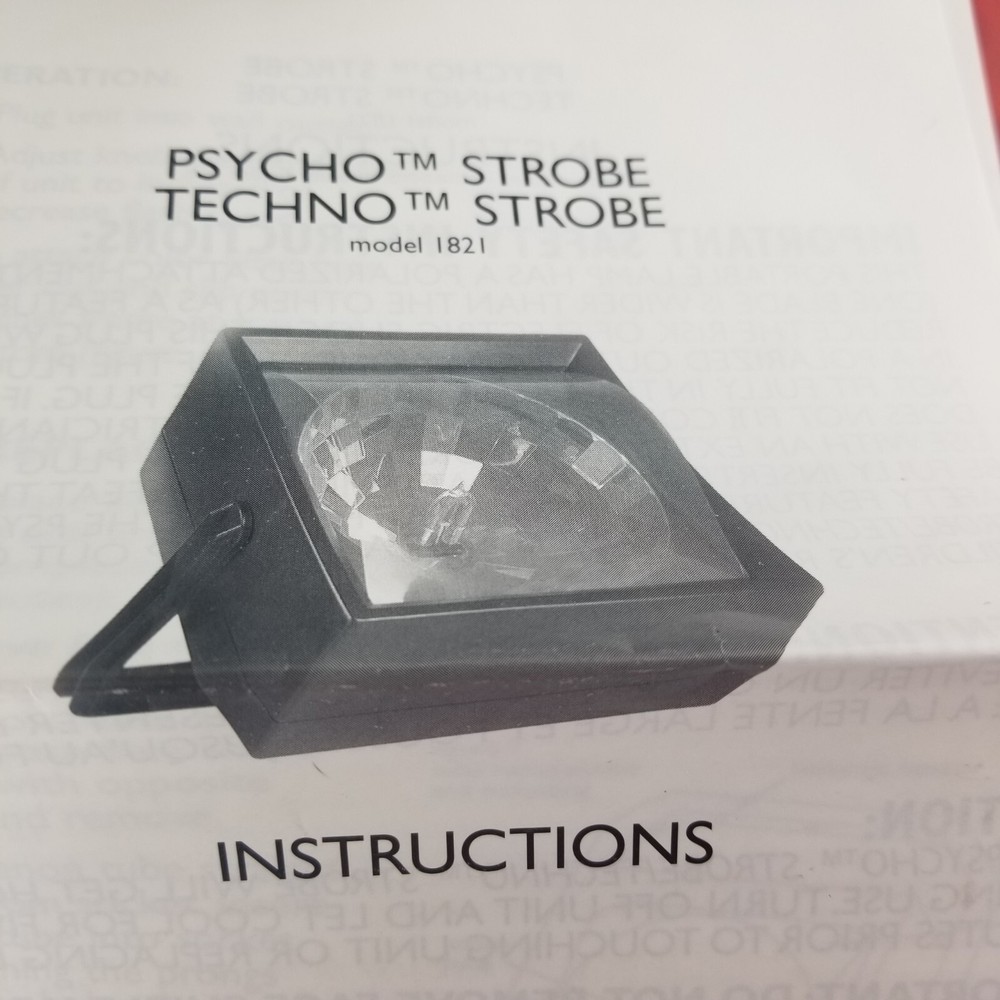 Psycho Strobe Light- 3 Color Panels- Speed Adjuster Halloween