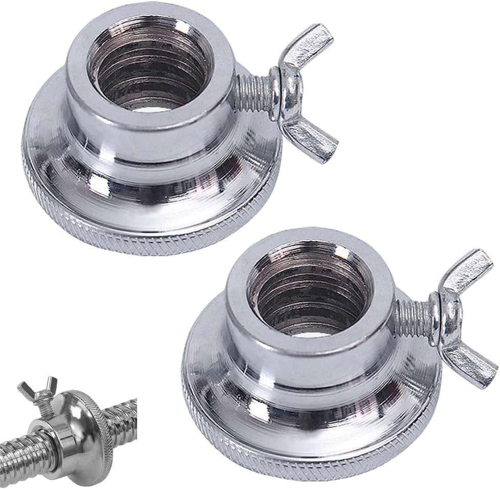 2 Pack Dumbbell Collars Spin Locking Nut with Safety Lock Standard, Silver
