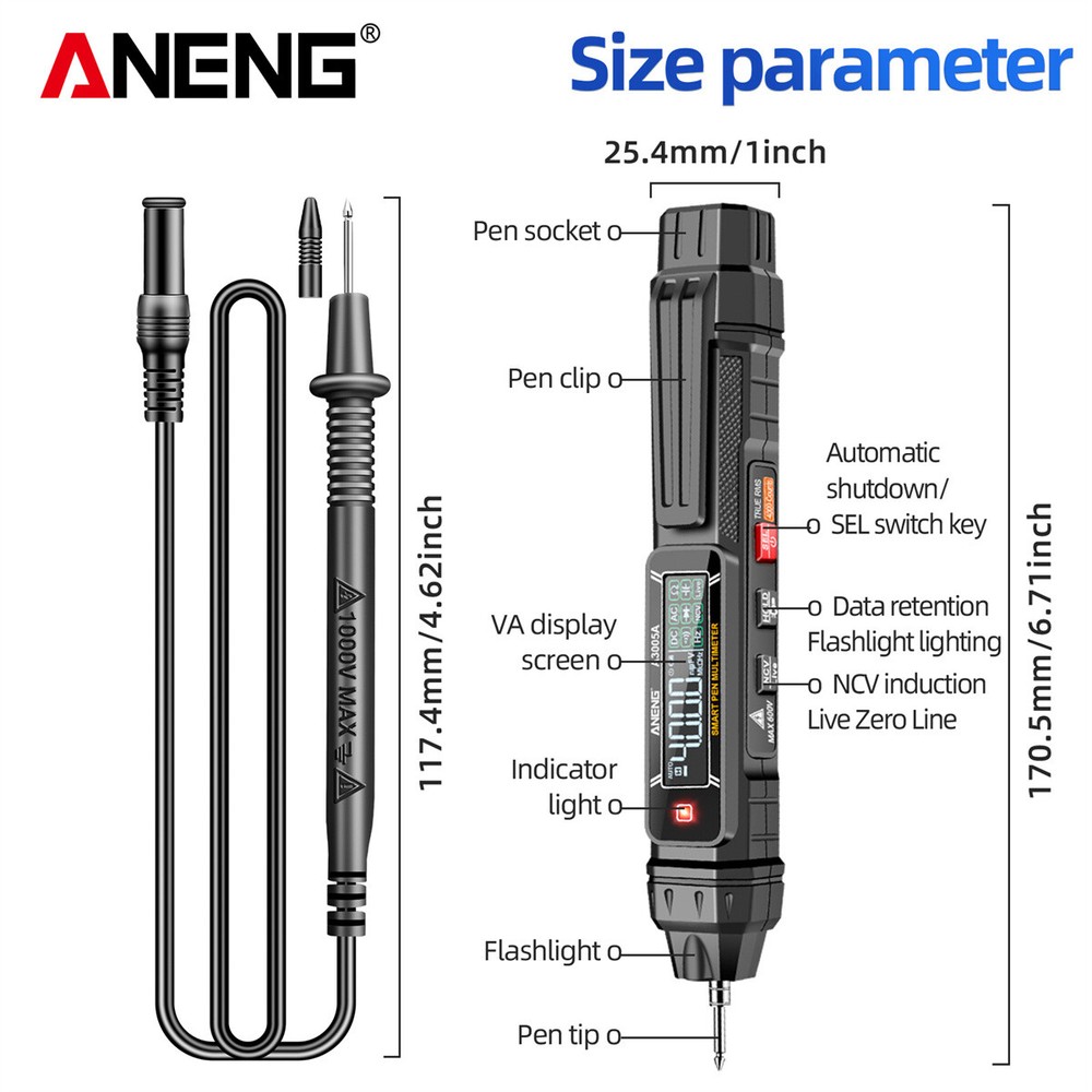 ANENG Professional Digital Multimeter Pen AC/DC Voltage Testing Essential To