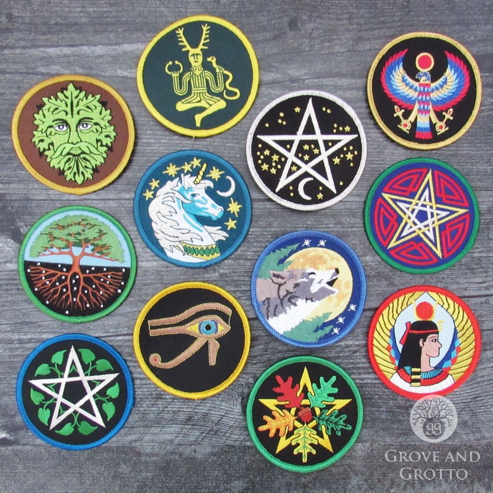 NEW Celestial Pentagram Embroidered Patch Wicca Star & Moon Starry Pentacle