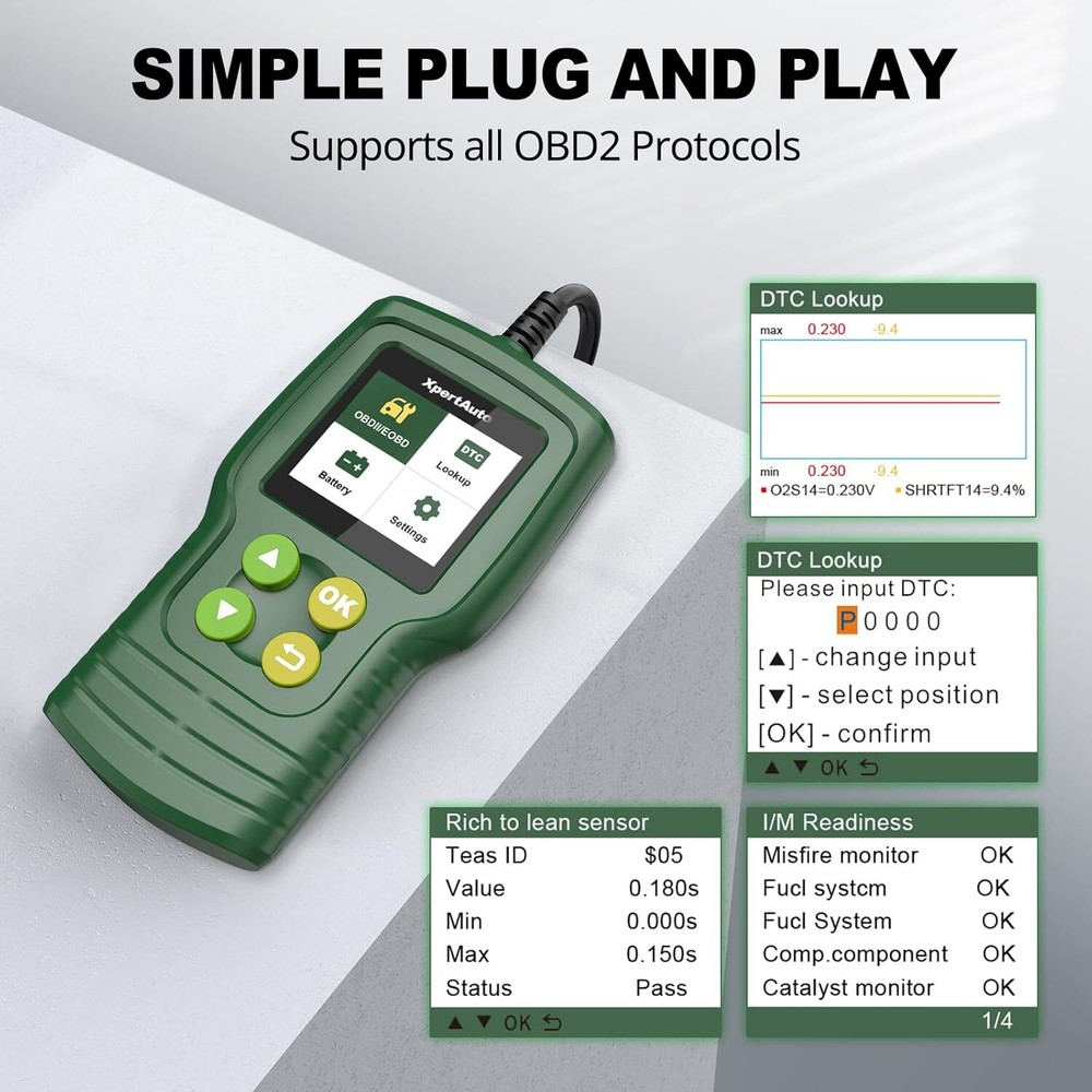 C302 OBD2 Scanner Code Reader Check Engine Tool for All Cars After 1996