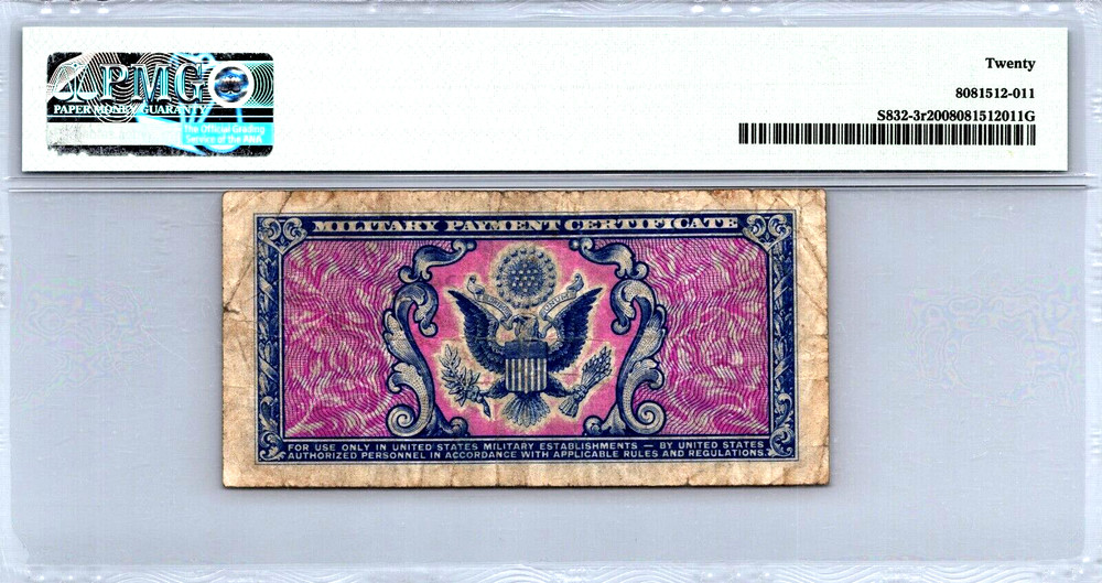 Series 481 10 Cents "REPLACEMENT" Note 3rd Printing PMG 20 VF S832-3r