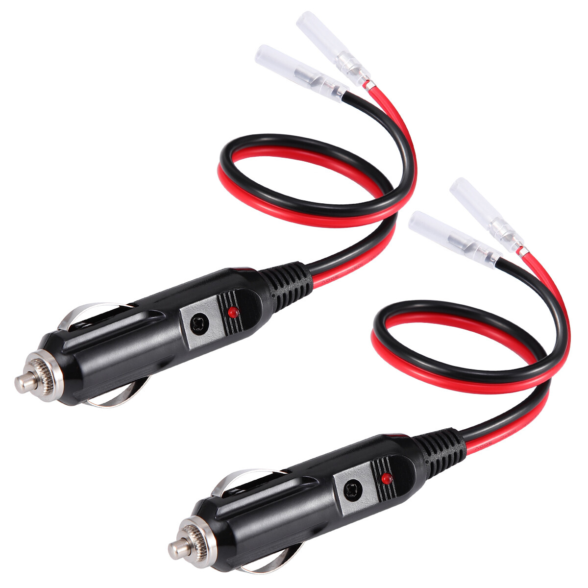 Lot 12V Fused LED Light Cigarette Lighter Male Plug Replacement Adapter w/ Leads