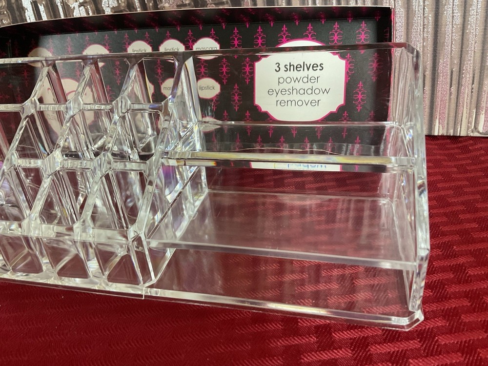 CLEARLY CHIC COSMETIC VANITY MAKE UP HOLDER ORGANIZER TRAY 14 COMPARTMENT
