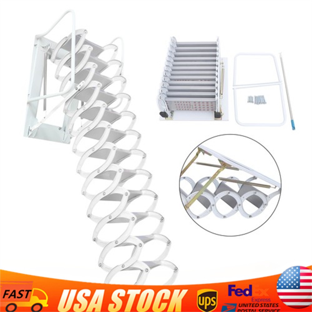Folding Attic Ladder White Wall Mounted Folding Ladder Loft Stairs 12 Steps