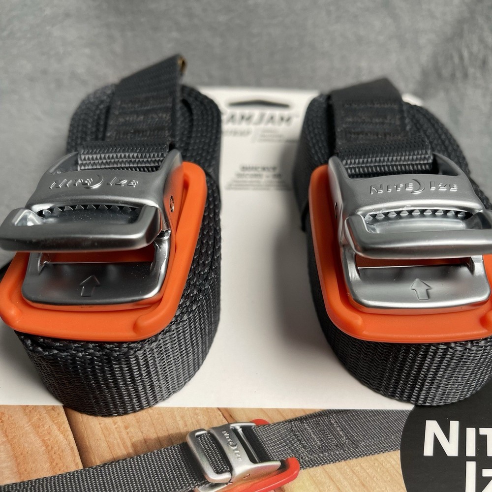 Nite Ize 2-Pack CamJam Tie Down Straps, 12' - 700 lbs Working Load Limit Orange