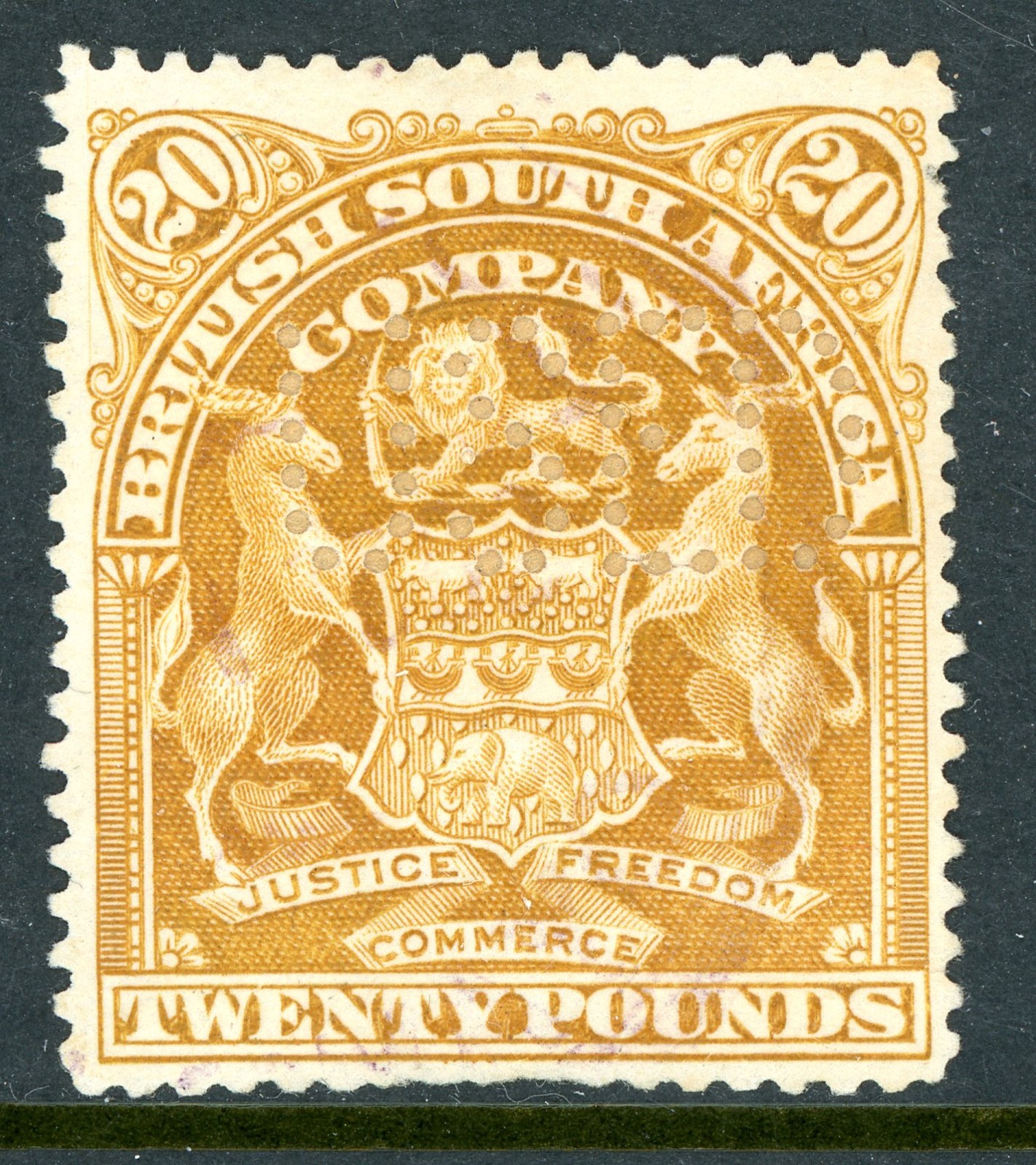 Rhodesia 1901 British QV £10 Yellow Bistre SG #93a VFU S793