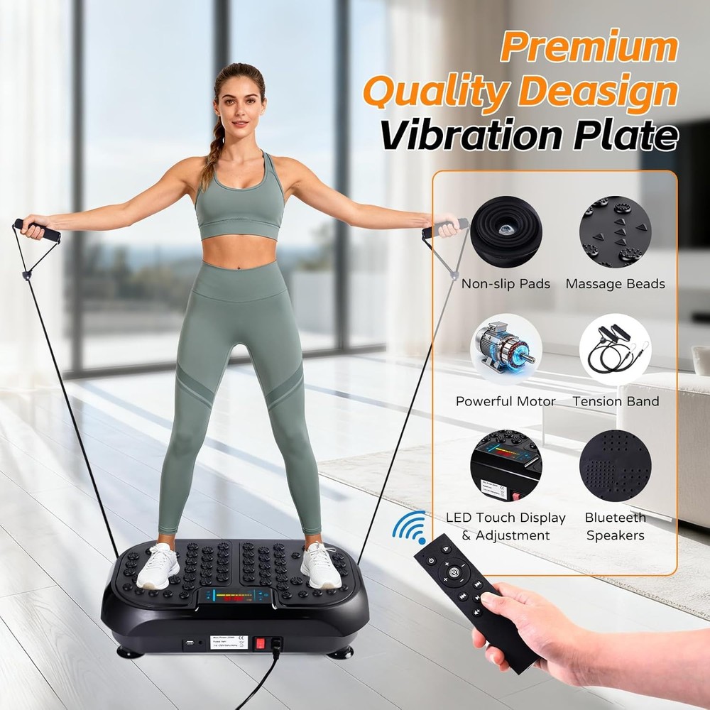 Vibration Plate Exercise Machine, Vibrating Plate for Lymphatic Drainage, Full B
