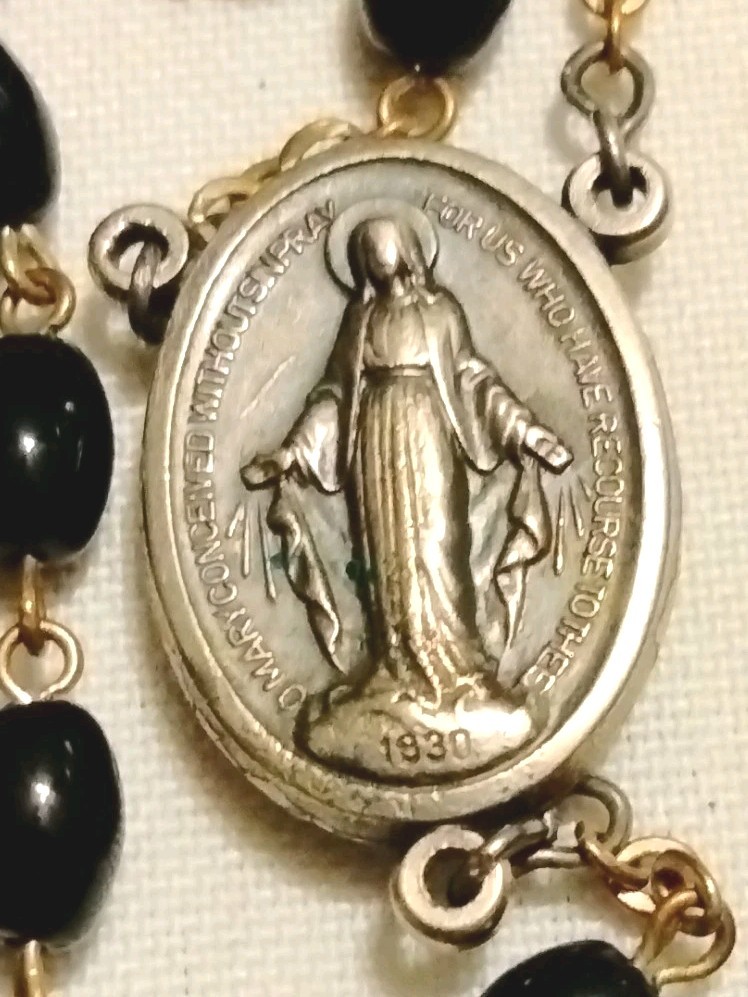 Catholic Glass Rosary Wood Relic From Chapel Of Apparitions Paris 1830 Italy