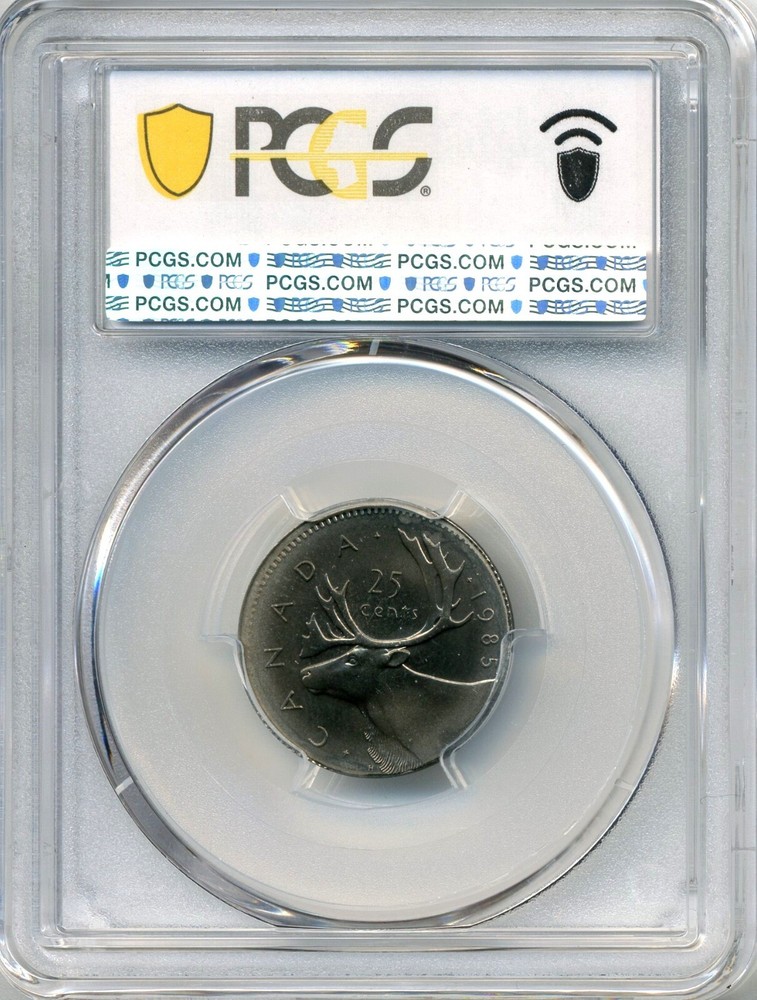 1985 Canada 25 Cent MINT ERROR, Struck on 3.41g Foreign Planchet - PCGS MS 65