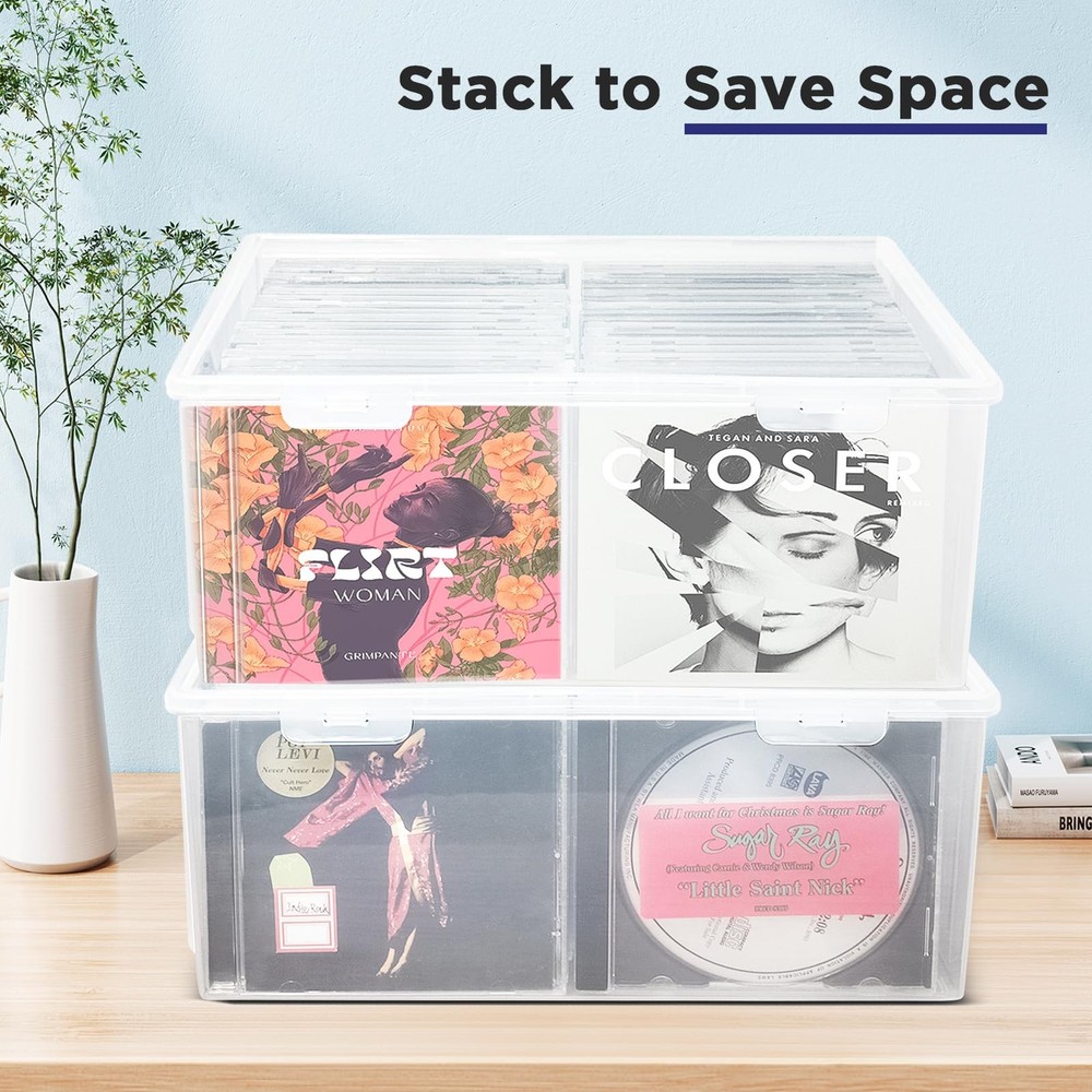 Plastic CD Storage Box 40+ CDs Clear DVD Storage Case