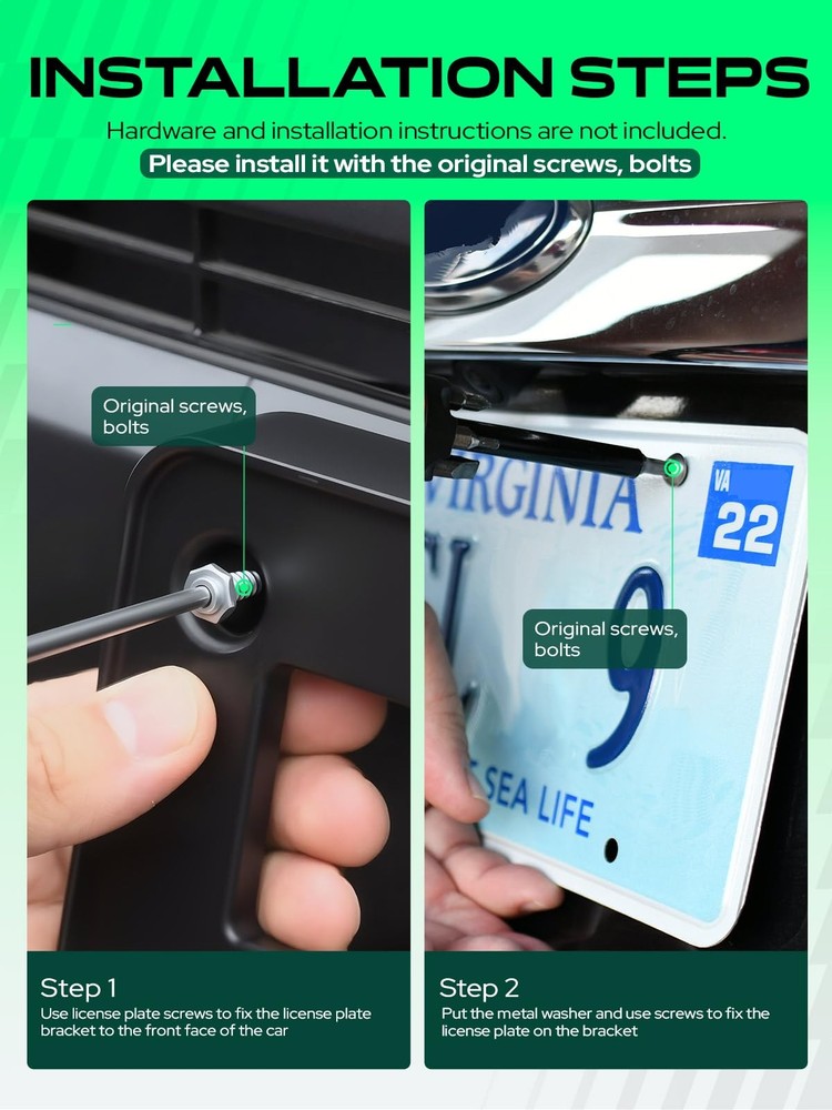 Front License Plate Frame for Durango 2021-2025 PP Plastic Black No Drill