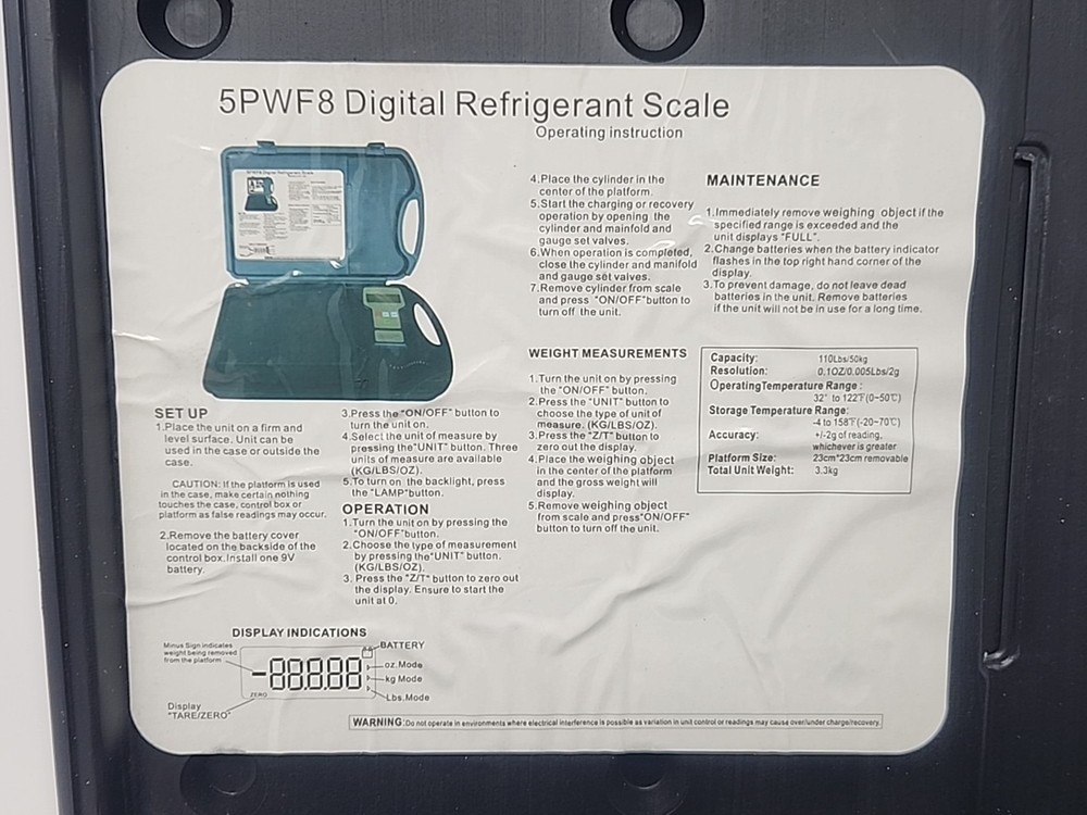 5PWF8 Electronic 110 lb Capacity Electronic Refrigerant Scale - Tested