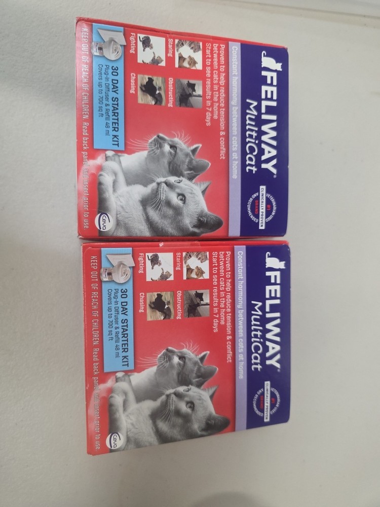 FELIWAY MultiCat 60 Day Cat Calming Plug In Pheromone Diffuser Starter Kit, 96ml