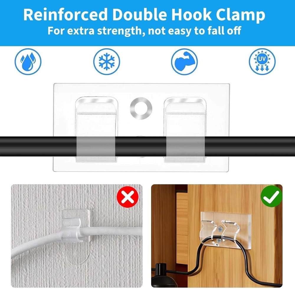 Hooks for Outdoor String Lights Clips 30Pcs Light Hook w/ Waterproof Strips