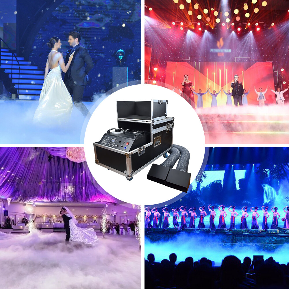 3000W Double Head Low Lying Water Fog Machine Sinking Smoke DMX Remote Control