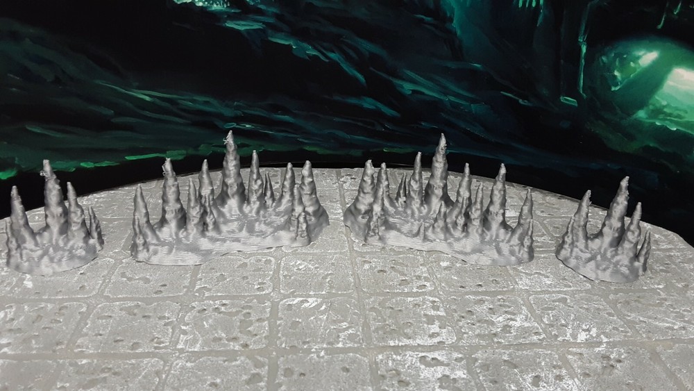 4 Piece Cavern Stalagmite Scatter Terrain Set Dungeons & Dragons Mini Model 28mm