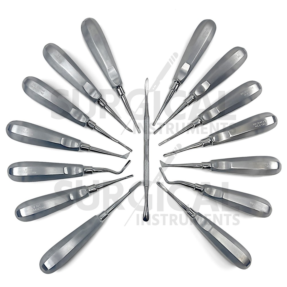 15 Pcs Dental Elevators Extraction Surgical Instruments Stainless German Grade