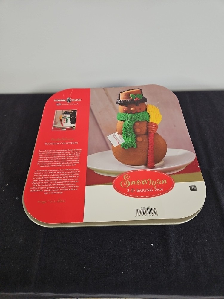Nordic Ware 3D Snowman Cake Pan 10 Cups Holiday Baking Pan