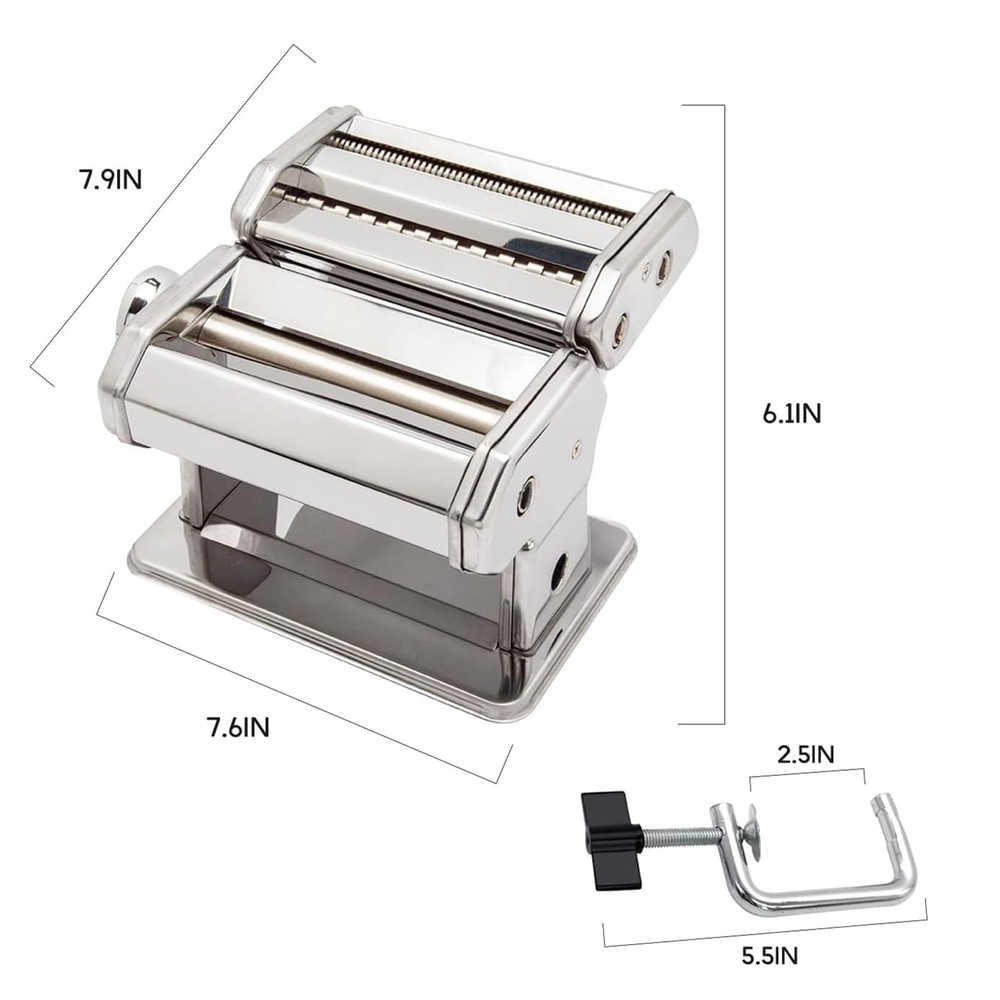 Pasta Maker Machine with 9 Adjustable Thickness Settings, 2 in 1 Noodle Maker...