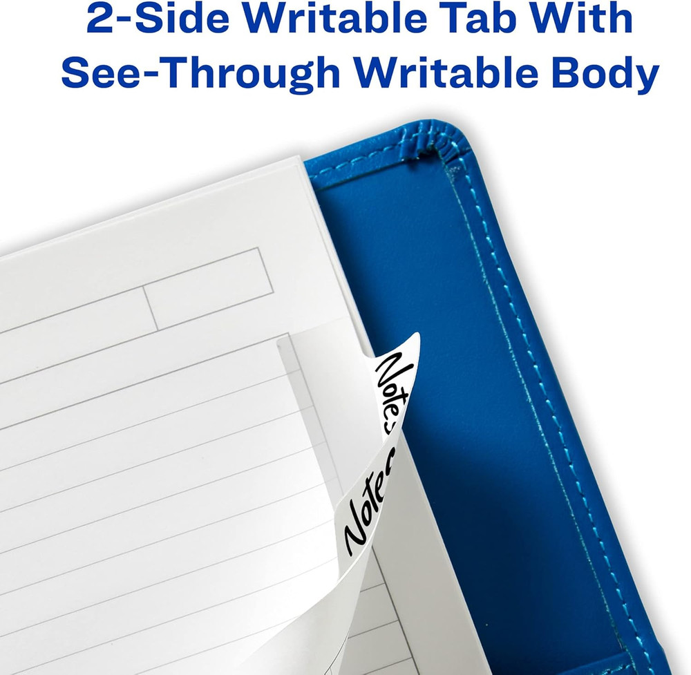 Margin Ultra Tabs, 2.5" X 1", 2-Side Writable, White, 24 Repositionable Page Tab