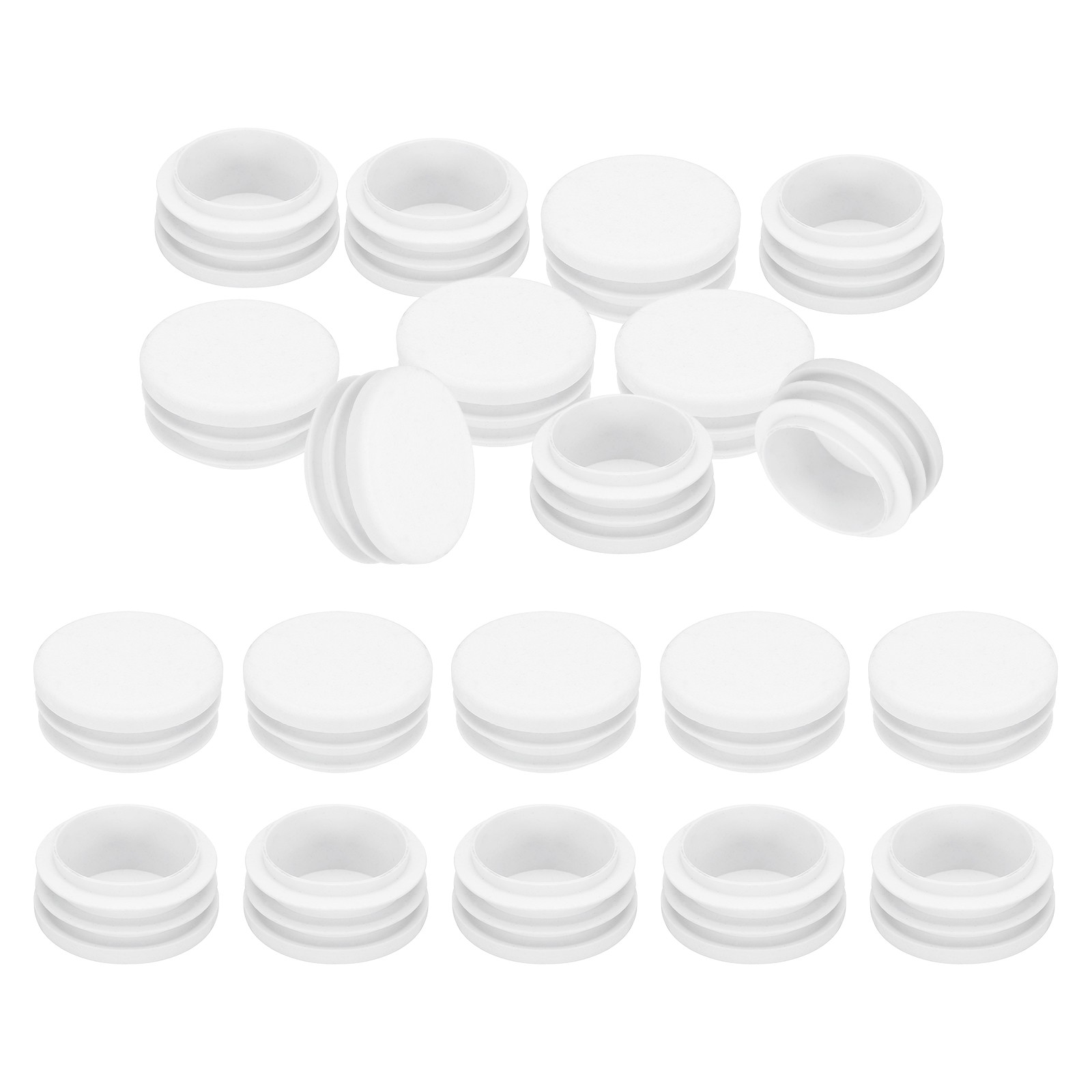 20Pcs 1.25" Plastic Tubing End Caps Round Hole Plug Insert White