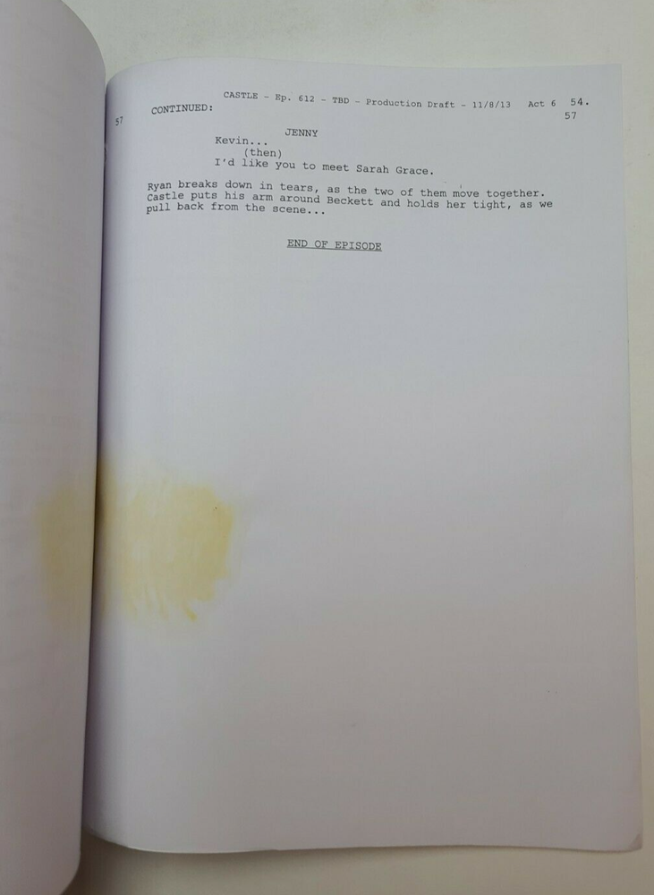 CASTLE / Andrew W. Marlowe TV Script, Nic Bishop & Wendy Davis "Under Fire"