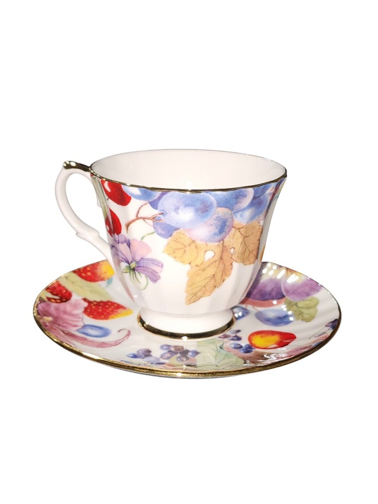 Vintage DUCHESS Assorted Fruit Tea/Coffee Cup and Saucer England