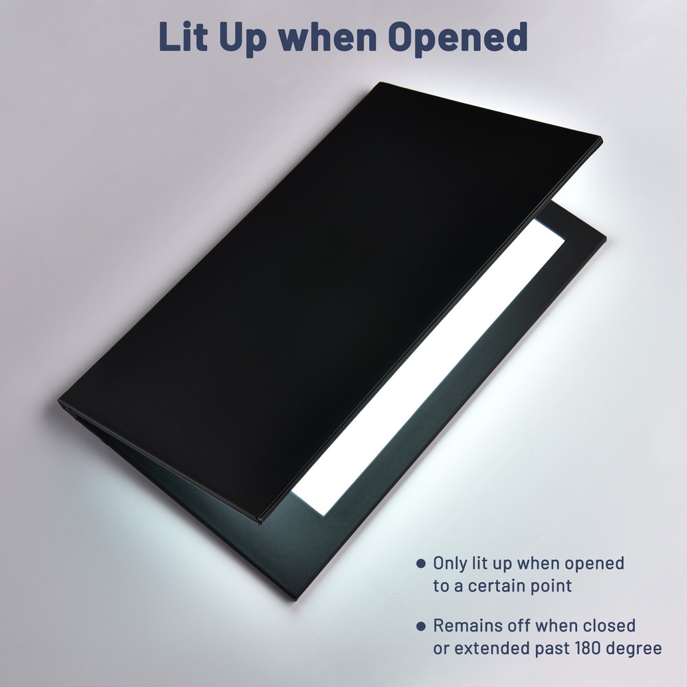 WeChef LED Back Lit Light Menu Holder Cover Folding Double Panel Fits 8"x14"