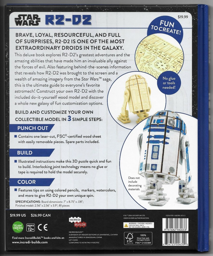 Star Wars R2-D2 Deluxe Book And Model Kit - New!