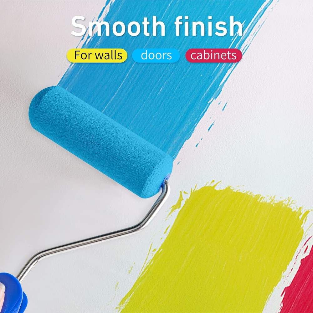 Foam Paint Roller, 8 Pack 4 Inch Paint Roller Kit, Complete 4" Mini Paint Roller