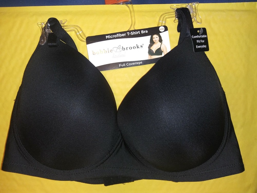 BOBBIE BROOKS BLACK MICROFIBER T-SHIRT BRA FULL COVERAGE SIZE 40D