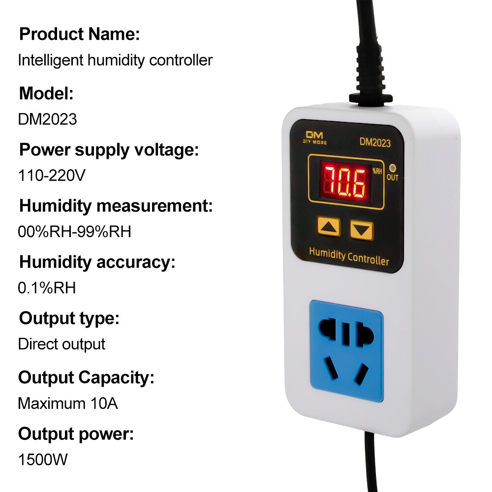 DM2023 Digital Display Humidity Controller Socket Humidifier AC110-220V 0-99%RH