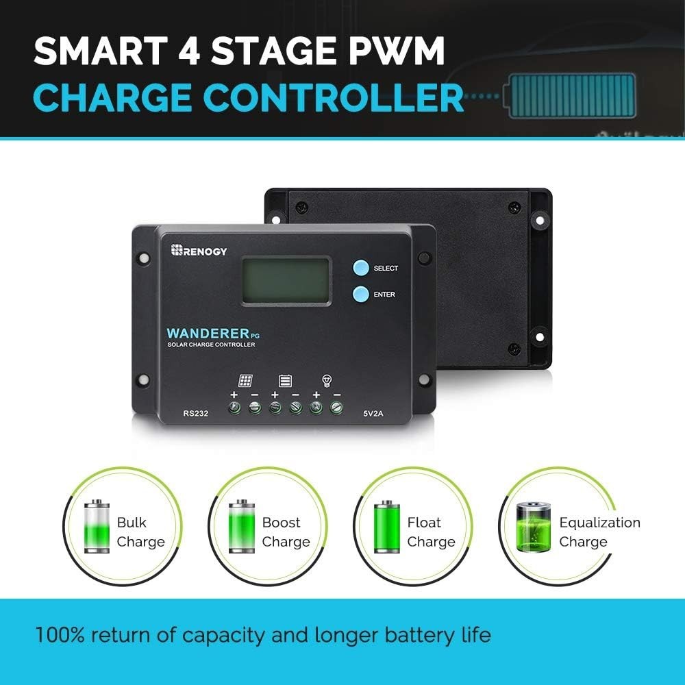 Compact 10A PWM Solar Charge Controller for Deep Cycle Batteries & USB Charging