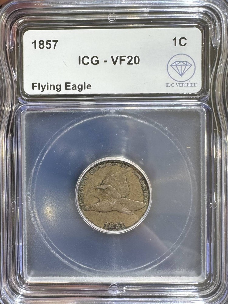 1857 Small Cents Flying Eagle ICG VF-20 IDC Verified