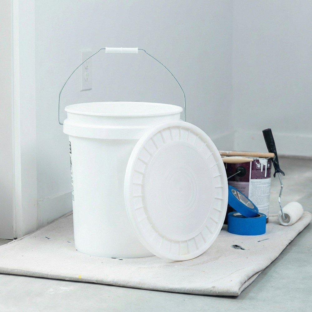 (12 pack) 5 Gallon Round Plastic Utility Bucket Lid, White, 1 Each