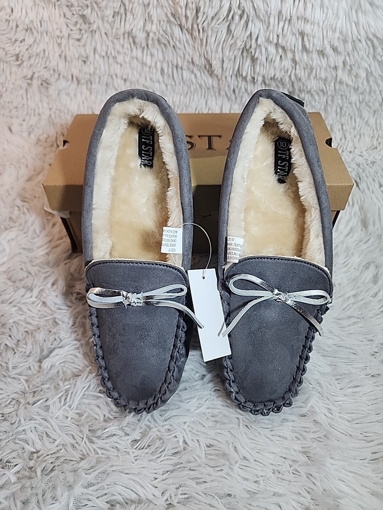 TF star womens grey slippers size 10