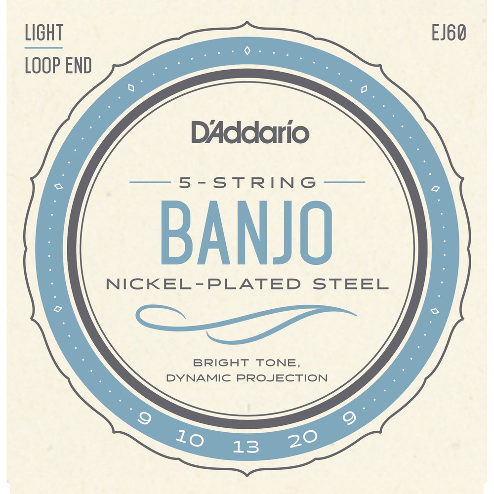 5 Sets D'Addario EJ60 5 String Banjo Nickel Wound Light Gauge Strings USA Made