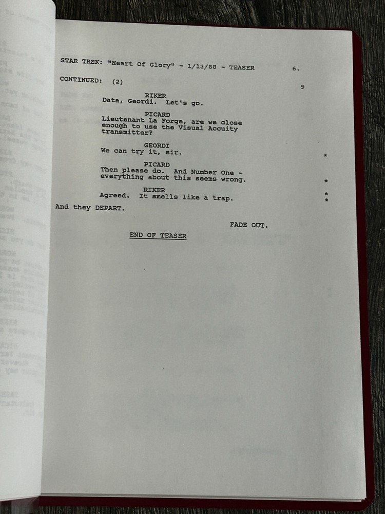 STAR TREK Script The Next Generation Heart Of Glory Revised Final Draft Jan 1988