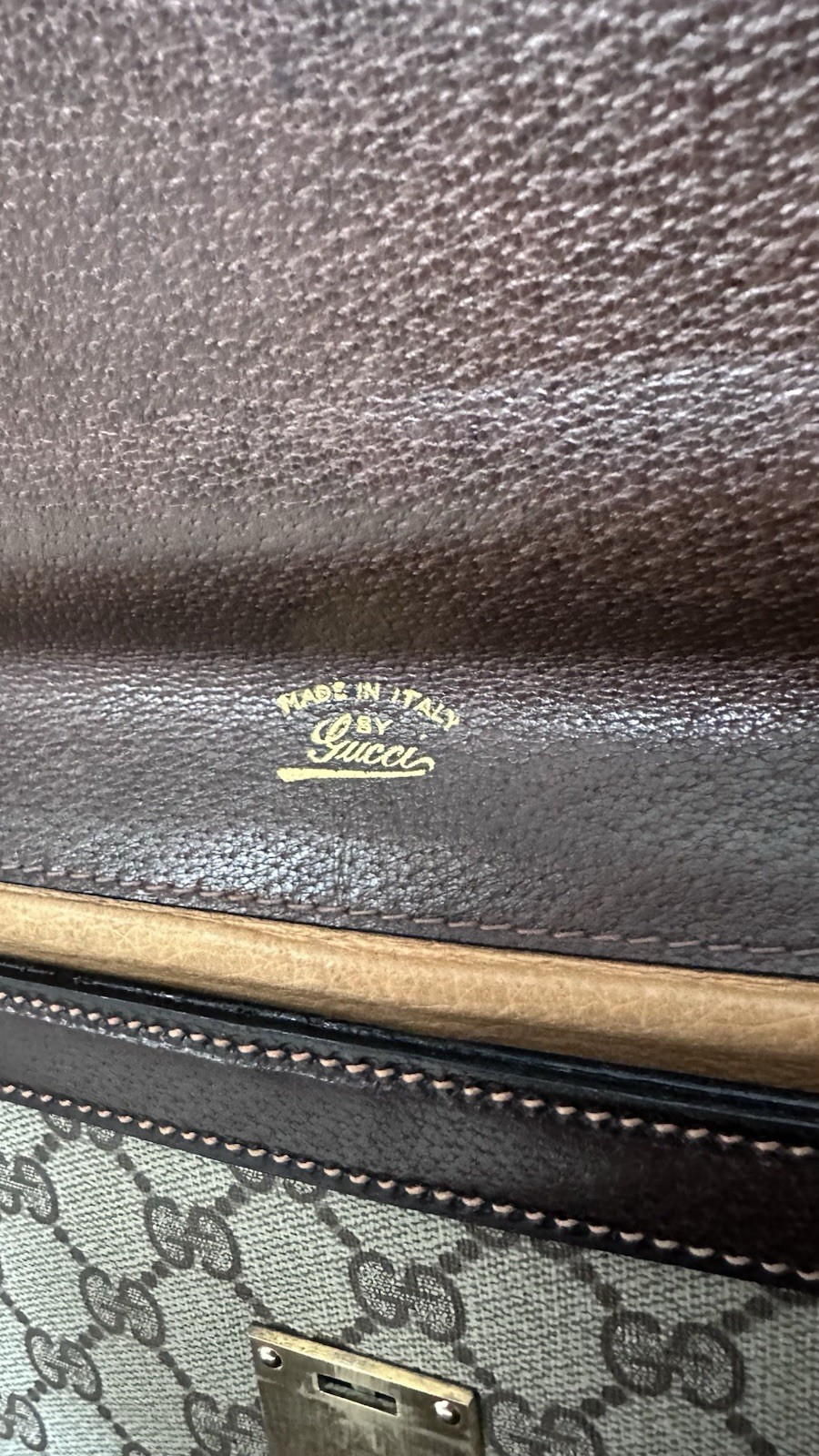 Authentic Gucci Brown GG Monogram Canvas Unisex Portfolio Document Holder Clutch