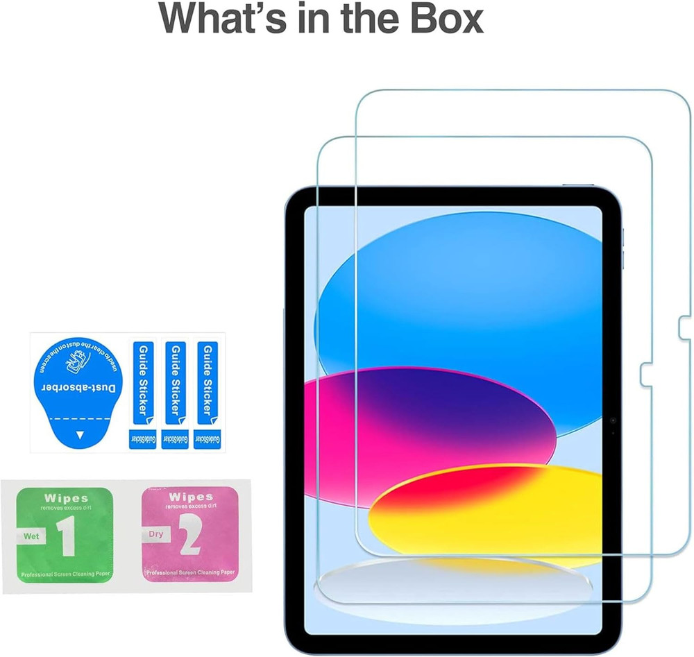 2 Pack iPad 11"/10.9" Screen Protector, HD Tempered Glass, Case Friendly