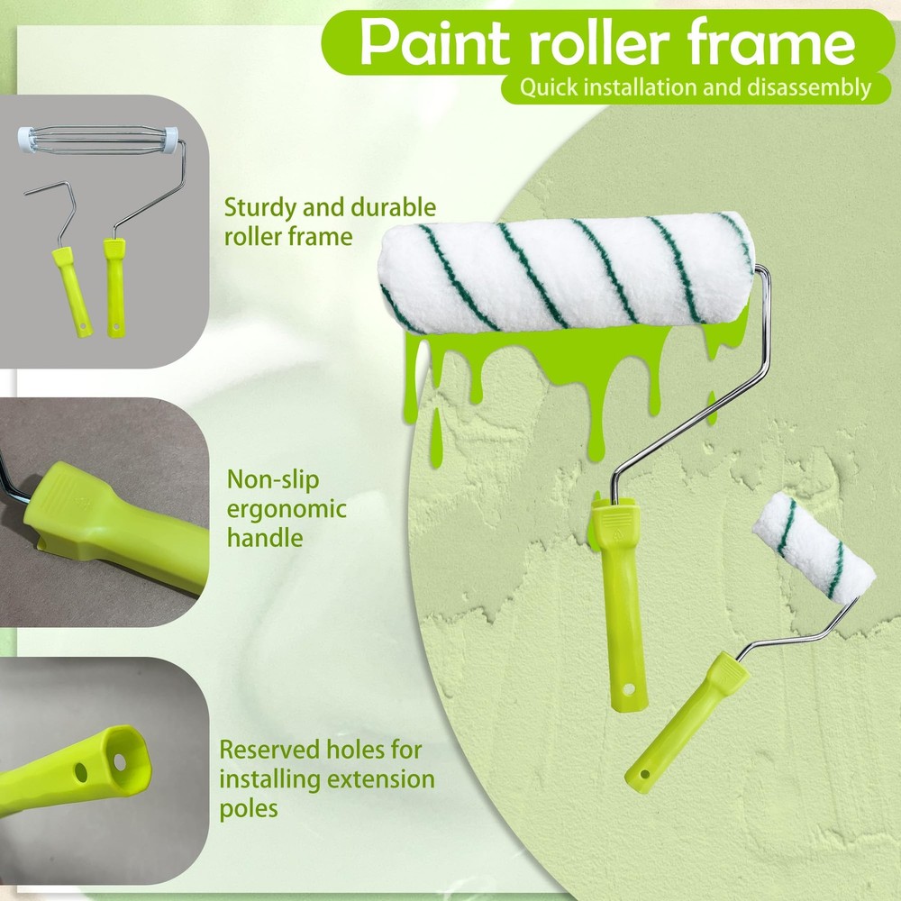 Best Paint Roller Kit with Extension Pole 28 PCS Set, 2-4 Ft 4"9" Rollers,Paint
