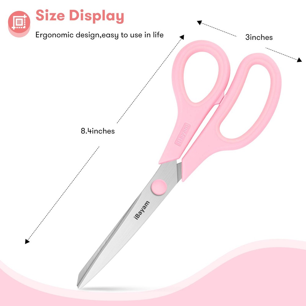 Scissors, 8" All Purpose Scissors Bulk 3-Pack, Ultra Sharp 2.5mm Thick Blade ...