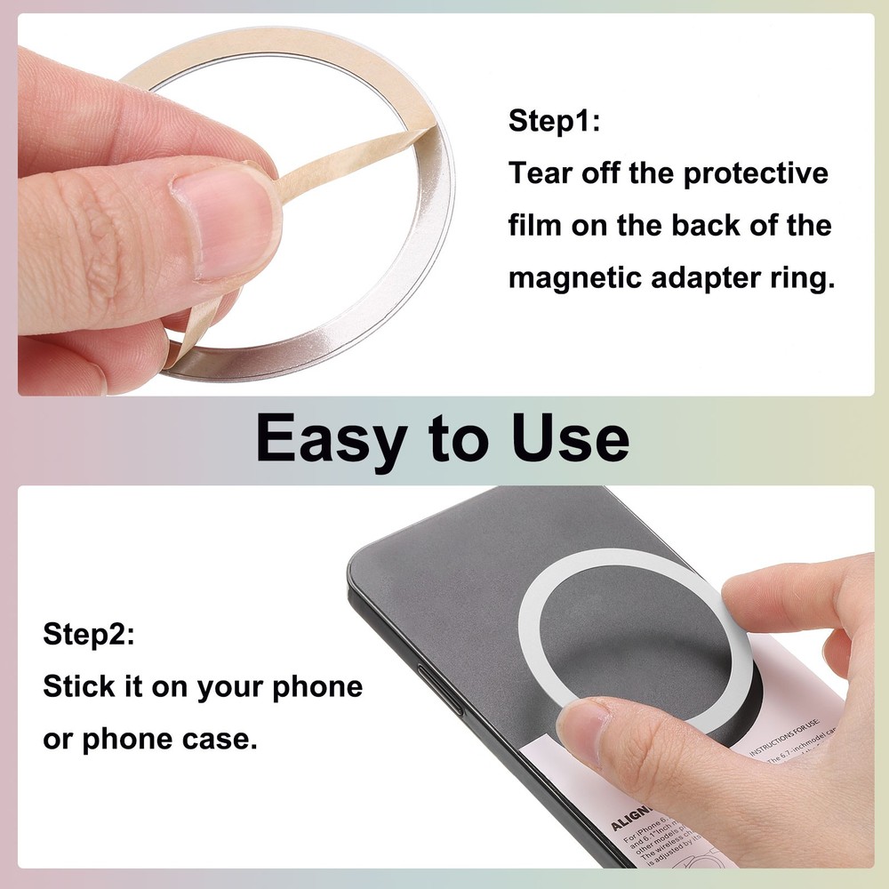 6Pcs Magnetic Sticker Ring, Magnetic Adapter Ring, White