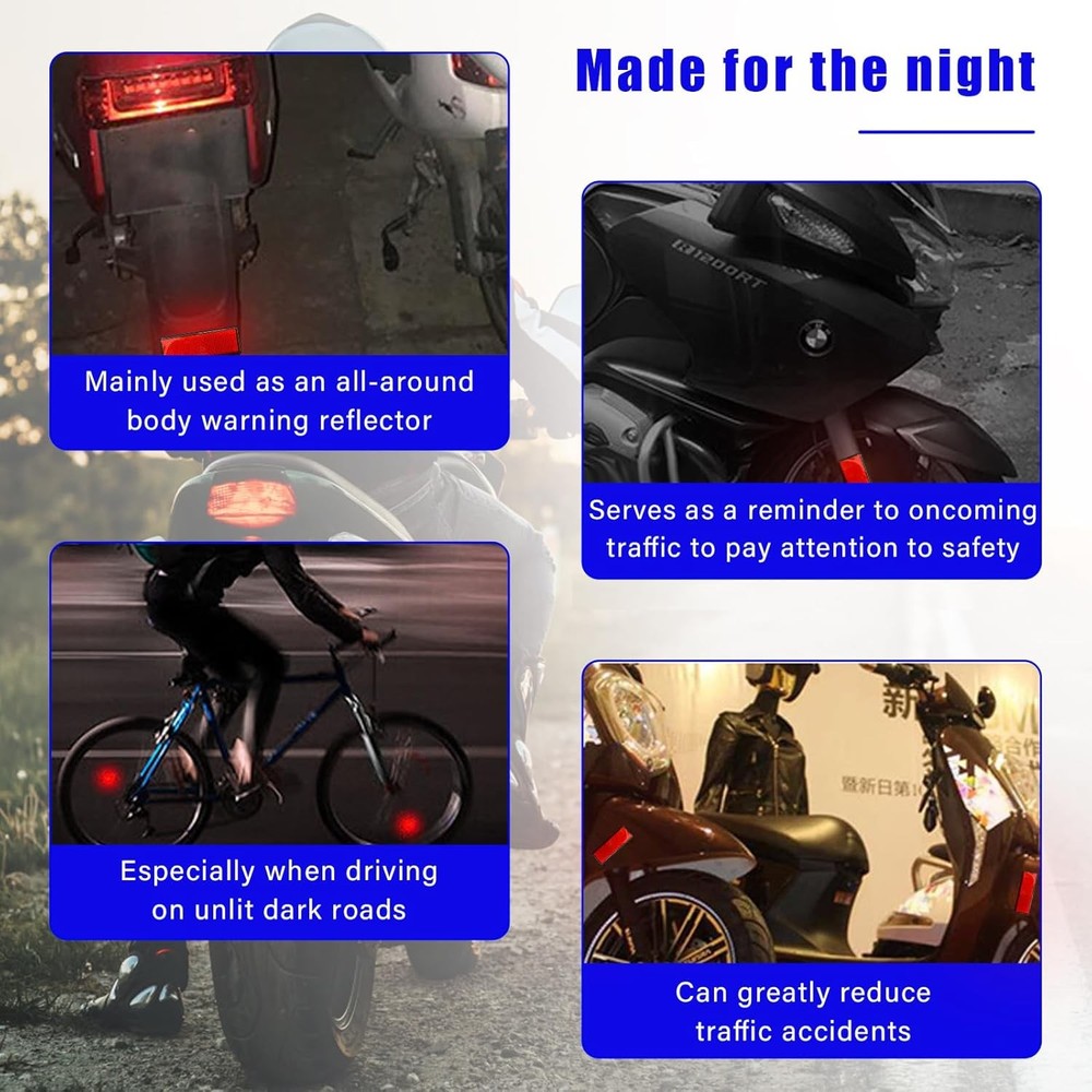 2 PCS M6 x 1.0 Motorcycle Reflectors, Plastic Screw Rectangular Red 56×25mm