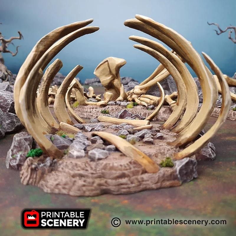 Dragon Graveyard Terrain, Scatter Terrain, Dungeon Master, Bone, (28mm)